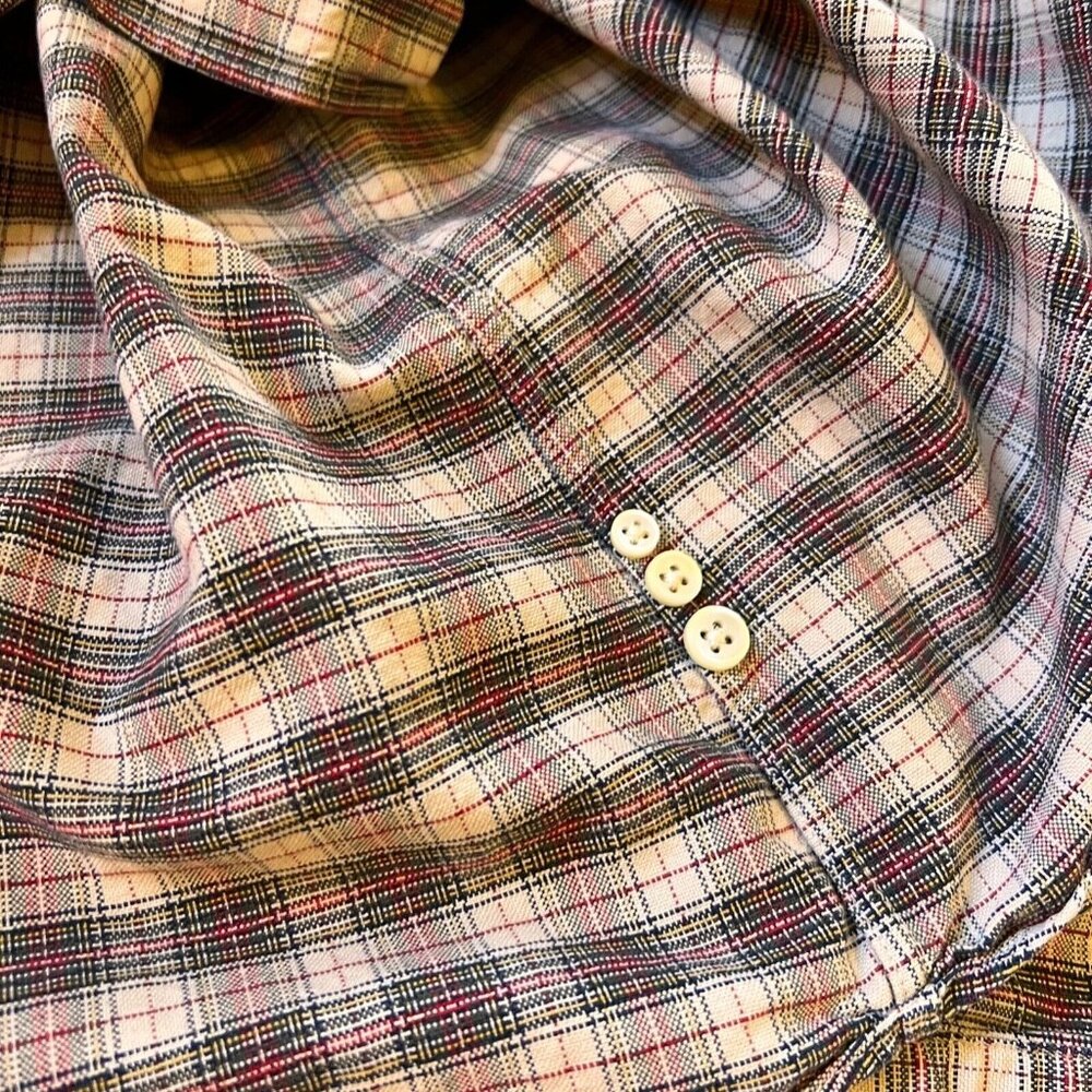 Ralph Lauren Classic Fit Plaid Button Down Shirt Large Pony Logo Tan Green Red - Picture 7 of 11
